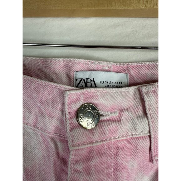 Zara‎ Women's Tie Dye High Rise Wide Leg Pants size 6 Pink - Picture 5 of 9